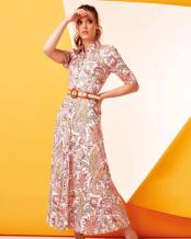 k-design jurk w134 Maxi met paisley print en riem
